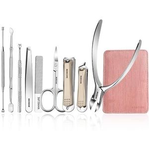 OneTreeTime Nagelknipper Set voor Mannen voor Dikke Nagels voor Vrouwen voor Ouderen Voorkom Nail Splash Ea-gle Mond Tang Nagelvijl Wenkbrauw Schaar Manicure Volledige Set (Roze)