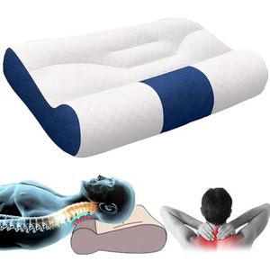 Sleep Enhancing Cervical Support Pillow, Cervical Traction for Neck and Shoulder, Contour Memory Foam Pillow, Ergonomic Neck Support Pillo (Blue,40x60cm)