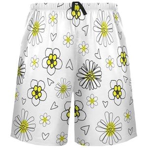LI ZHI XIN Herenpyjamabroek, korte pyjamabroek, zomer casual shorts, elastische tailleband met trekkoord, rechte losse pasvorm met 2 zakken, S-XXL bloemenpatroon, Meerkleurig, S