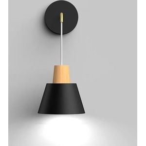 LANGDU Moderne minimalistische houten nachtkastje wandlamp, hangende wandlamp, verstelbare Scandinavische wandkandelaar for slaapkamer, nachtkastje, studeertrap, hal (Color : Dark)