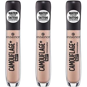 Essence Camouflag + MAT concealer, afdekstift, tattoo cover, nr. 20 light ivory, nude, matterend, mat, olievrij, waterbestendig, zonder alcohol, verpakking van 3 (3 x 5 ml)