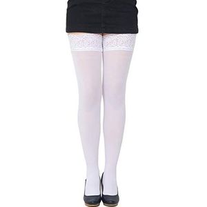 SENTELEGRI Kleurrijke ondoorzichtige 40 denier microvezel hold ups kousen, maten S-XXL, Wit, XXL