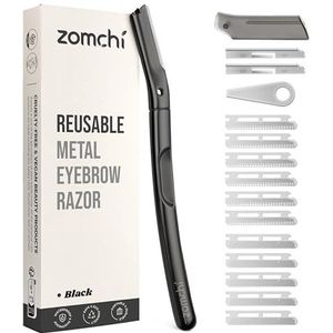 ZOMCHI Dermaplaning-tool voor gezicht met 11 navulmesjes, Dermaplane-scheermes voor dames en heren, gezichtsscheermes met precisie-siliconenhoes, wenkbrauwscheermes,matzwart