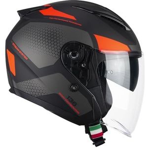 CGM - 136G DNA GALAXY - Open Face Helm - Zwart Neon Oranje Mat - ECE R 22.06