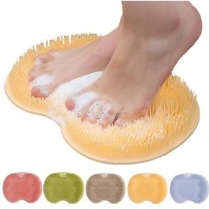 Douchevoet schrobbermat met antislip zuignappen, voetrug reinigingspad rugwasmachine exfoliërend bad waskussen, wandgemonteerde slipzuignappen voor gebruik bij schonere mannen en vrouwen (kleur: geel)