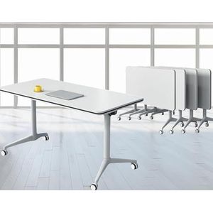 Conferentieruimtetafel - opvouwbare vergadertafel, opvouwbare vergadertafel, moderne witte vergadertafel, flip-top mobiele trainingstafel, met stille wielen afgeronde hoekontwerp (kleur: 4 stuks, S