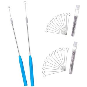 Pesfehhy Metalen Inoculatielus, Mycologiemonsterstaaf met 2 Handgrepen en 90 Herbruikbare Inoculatieringen van Nikkel