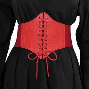 Cazqgoy - Corset - Rood - Vetersluiting - Brede Elastische Band - Tailleomtrek 65-85 cm