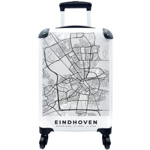 MuchoWow® Koffer - Stadskaart - Eindhoven - Grijs - Wit - Past binnen 55x40x20 cm en 55x35x25 cm - Handbagage - Trolley - Fotokoffer - Cabin Size - Print