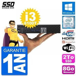 Dell Mini PC OptiPlex 3040 Micro i3-6100T RAM 8GB SSD 2TB HDMI Windows 10 WiFi (Refurbis)