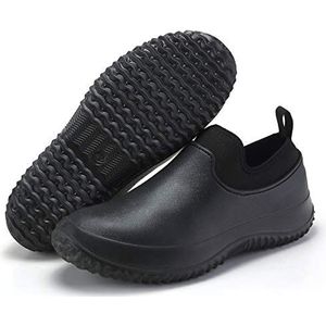 YUKTOPA Mens Womens Oliebestendige Chef Werkschoenen Waterdicht Antislip Keuken Werk Klompen Veiligheid Tuin Klompen Water Schoenen, Zwart, 38 EU