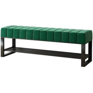 Ingangsbank Moderne fluwelen slaapkamerbank met metalen poten Comfortabele loungebank met schoenenopslag for woonkamer, slaapkamer, entree (Color : Green, Size : 31.5x12.5x18in)