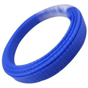 FOVAOK PET uitbreidbare kabelhuls 3/4/6/8/10/12/14 mm strak gevlochten hoge dichtheid hardheid geïsoleerde lijnbescherming draadwikkelschede (blauw, 6 MM_5 M)