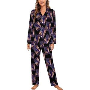 Power Lineman Amerikaanse vlag lange mouwen pyjama sets voor vrouwen klassieke nachtkleding nachtkleding zachte pyjama sets lounge sets
