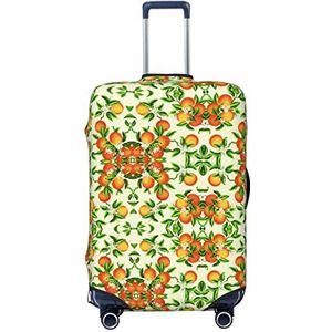 KOOLR Gele bloesem En Oranje Fruit Afdrukken Koffer Cover Elastische Wasbare Bagage Cover Koffer Protector Voor Reizen, Werk (45-81 cm Bagage), Zwart, Medium