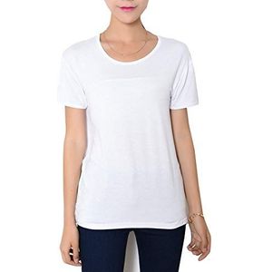 Dames T-shirt met korte mouwen onderhemd basic loose fit grote maten, wit, 5XL