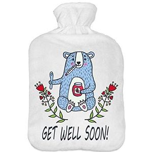 Warmwaterkruik met pullover overtrek 2 liter bedfles met mooie fleece print overtrek rubberen warmwaterkruik met deksel beer [092]