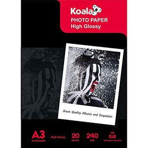 KOALA Inkjet Fotopapier A3 Glanzend 20 Vellen 240 g/m² voor Canon HP Epson Inkjet Printer