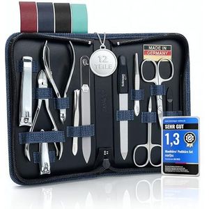 marQus Manicureset Solingen - 12-delige manicure-pedicureset in kunstlederen etui handig en zacht - complete set met alles voor hand- en voetverzorging