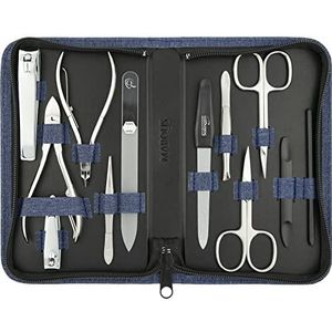 marQus Manicureset Solingen - 12-delige manicure-pedicureset in kunstlederen etui handig en zacht - complete set met alles voor hand- en voetverzorging
