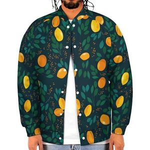 Citroenblad Fruit Grappige Mannen Baseball Jacket Gedrukt Jas Zachte Sweatshirt Voor Lente Herfst