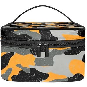Make-up Organizer Bag, Reizen Make-up Tas Organizer Case Draagbare Cosmetische Tas voor Vrouwen en Meisjes Toiletartikelen Zwart Grijs Oranje Militaire Camouflage, Meerkleurig, 22.5x15x13.8cm/8.9x5.9x5.4in