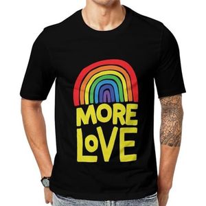 More Love Rainbow T-shirt met korte mouwen voor heren, ronde hals, print, casual T-shirt, tops, 2XL