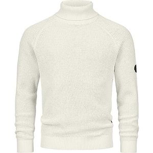 Indicode Heren INHarlan Knit Sweater | Fijngebreide trui van katoen met col White Asparagus XL