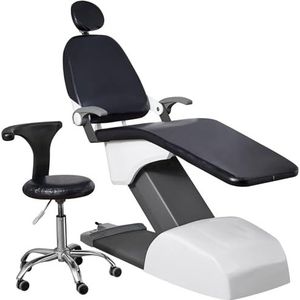 Tandarts Stoelbekleding Set, Volledig PU Lederen Waterdichte Beschermende Covers, 4 Stuks/Set, Afneembare Rugleuning Beschermer Tandarts Apparatuur, Houd Uw Stoel Vrij van Vervuiling(Black)