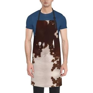 ZhaoYuGoods Aquarel Akoestische Gitaar Schorten met Zakken voor Vrouwen Mannen, Stijlvolle Kookschorten voor Keuken Tuinieren Salon, Ideaal Print Schort, Rood Bruin Koeienhuid, Eén maat