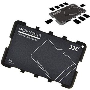 JJC Micro SD-kaartgeval die Lichtgewicht Slanke Houder Opslag voor 10 MSD Micro SD-geheugenkaarten dragen