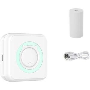 Thermisch Printer Mini Pocket Thermische Printer Draagbare Draadloze BT Connect 200 Dpi Foto Etiket Memo Lijst Drukinkt Gratis Printer Met Papierrol Duidelijk Snel(Blue Printer)