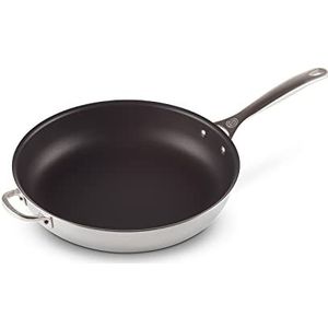 Le Creuset Koekenpan in RVS Signature met Anti-Aanbaklaag met Extra Handvat, 32 cm, 96600232000000