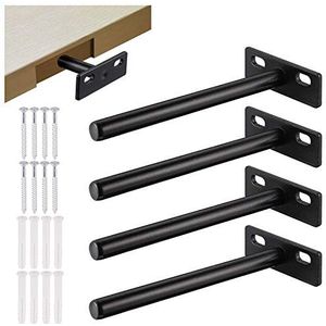 Jizzu Drijvende plankbeugel, metalen stalen onzichtbare plankbeugels. De zwaar belastbare plankbeugels bieden ondersteuning voor verborgen houten planken, wandmontage en wanddecoratie, 4 stuks
