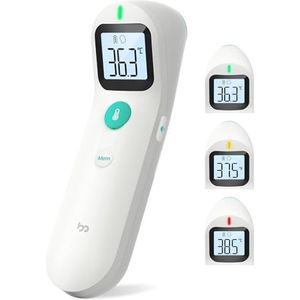 Contactloze koortsthermometer voor baby's en volwassenen, digitale voorhoofdthermometer, infrarood thermometer met onmiddellijke nauwkeurige aflezing, koortsalarm, wit