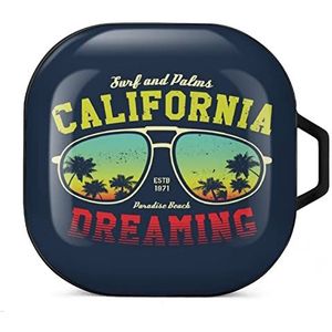 California Surfer Tee Grafische Oordopjes Hoesje Compatibel met Samsung Hard Shell Beschermhoes Zwart-Stijl