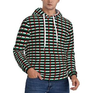Jkkghll Palestina Vlag Print Mannen Hooded Warme Lichtgewicht Trui Voor Winter Herfst En Lente Casual Wear, Zwart, XS