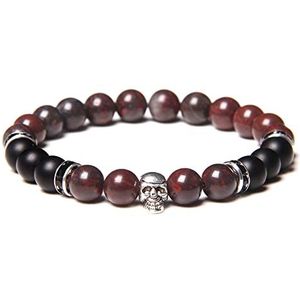 Schedel Armbanden voor Mannen Natuurlijke Tijgeroog Armband Homme Sieraden 8 MmPolished Afrikaanse Turkoois Kralen Bangle Verzilverd, Redstone, 17cm