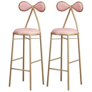 Barkrukken Stoel Set van 2 Rugleuning Barstoelen Nordic Metal Dining Bijzetstoelen Barkrukken met Voetensteun Ronde Zitting for Keuken Pub kroeg