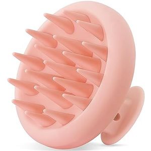 HEETA Massageborstel voor hoofdhuid, siliconen haarmassageborstel met zachte borstels, geïntegreerd siliconen design, shampooborstel voor nat en droog haar, New Pink