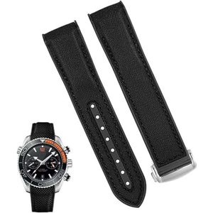 dayeer Siliconen nylon horlogeband voor Omega 300 SEAMASTER 600 PLANET OCEAN Horlogebandaccessoires Kettingriem (Color : Black SK, Size : 20mm)