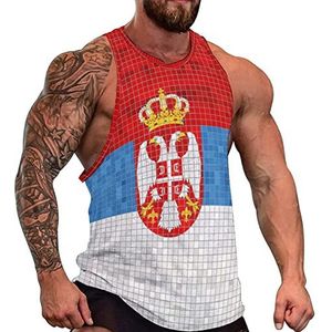 Vlag van Servië Tanktop voor heren, mouwloos T-shirt, pullover, gymshirts, work-out, zomer, T-shirt