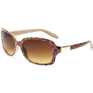 JM Klassieke Bifocale Leesbril Vierkant Stijlvolle Gradiënt Zonnebril Lezers voor Vrouwen Dames +3.0 Schildpad