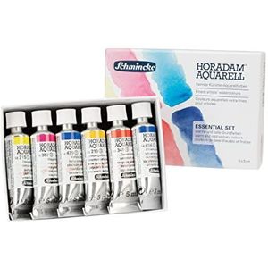 Schmincke Horadam® Aquarell, Essentials, 6 x 5 ml tubes, elk twee geel-, rode en blauwe tinten, ideaal om te mengen, fijnste aquarelverf voor kunstenaars