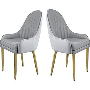 GEIRONV Eetkamerstoelen van imitatieleer Set van 2, moderne aanrechtstoelen woonkamer zijstoelen met dik kussen gouden metalen basisstoelen Eetstoelen (Color : B, Size : 90 * 47 * 53cm)