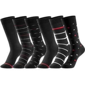 6 Pairs Business Mannen Sokken Katoen Casual Zachte Compressie Mode Ontwerp Merk Mannelijke Zwarte Plus Size Jurk Sok, 6 paar rood, Men 10-15