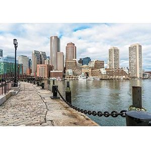 Renaiss 4.5x3m Boston City View Achtergrond Amerikaanse Beroemde Landschap Fotografie Achtergrond Moderne Stad Wolkenkrabber Achtergrond Kinderen Volwassenen Reizen Portret Schieten Fotostudio Props