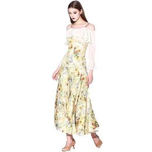 MLYYX Gedrukte Ballroom Dance Performance Dress Jarretels Waltz Foxtrot Practice Kostuums voor Vrouwen Mouwloze Cha Cha Salsa rok