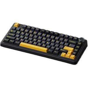 QPSJXN 75% lay-out mechanisch toetsenbord, bekabeld, 24G, draadloos, Bluetooth, aanpasbaar, RGB -PBT, afdichtingsontwerp voor pc-games (F75 Black 3mode)