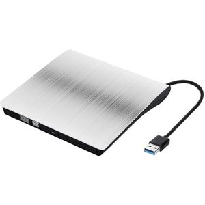 Externe Dvd-speler Snelle Gegevensoverdrachtrecorder USB 3.0 Slim Writer Drive Brander Reader Speler For Laptop PC Desktop IMacs Heldere Beeldkwaliteit Stabiele Audio(Silver)